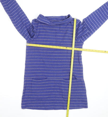 Seasalt Cornwall Womens Blue Striped Cotton Cowl Neck Tunic Jumper Size 8