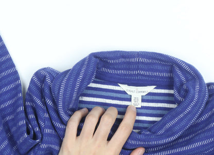 Seasalt Cornwall Womens Blue Striped Cotton Cowl Neck Tunic Jumper Size 8