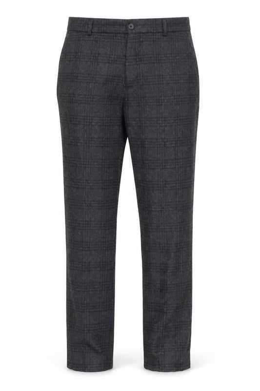 Shire Mens Grey Plaid Wool Blend Dress Trousers 33R Classic Fit