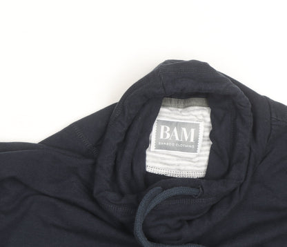 BAM Women's Navy Drawstring Cowl Neck Pullover Hoodie Size 10