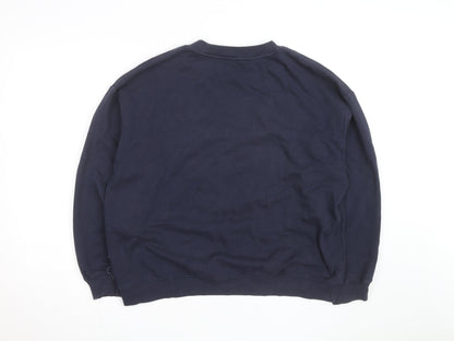 Monki Unisex Blue Paradise Found Graphic Pullover Sweatshirt L