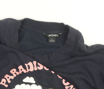 Monki Unisex Blue Paradise Found Graphic Pullover Sweatshirt L