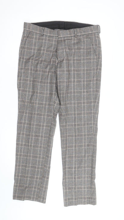 Refectory Men's Grey Check Wool Blend Dress Pants 32R