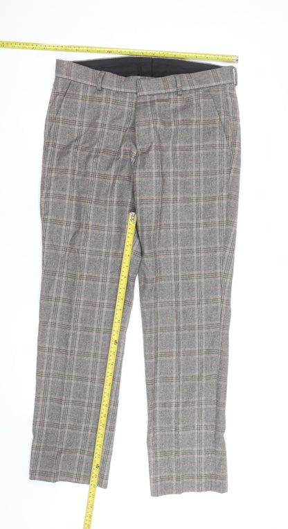 Refectory Men's Grey Check Wool Blend Dress Pants 32R