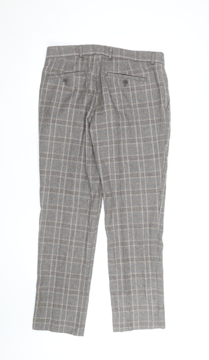 Refectory Men's Grey Check Wool Blend Dress Pants 32R