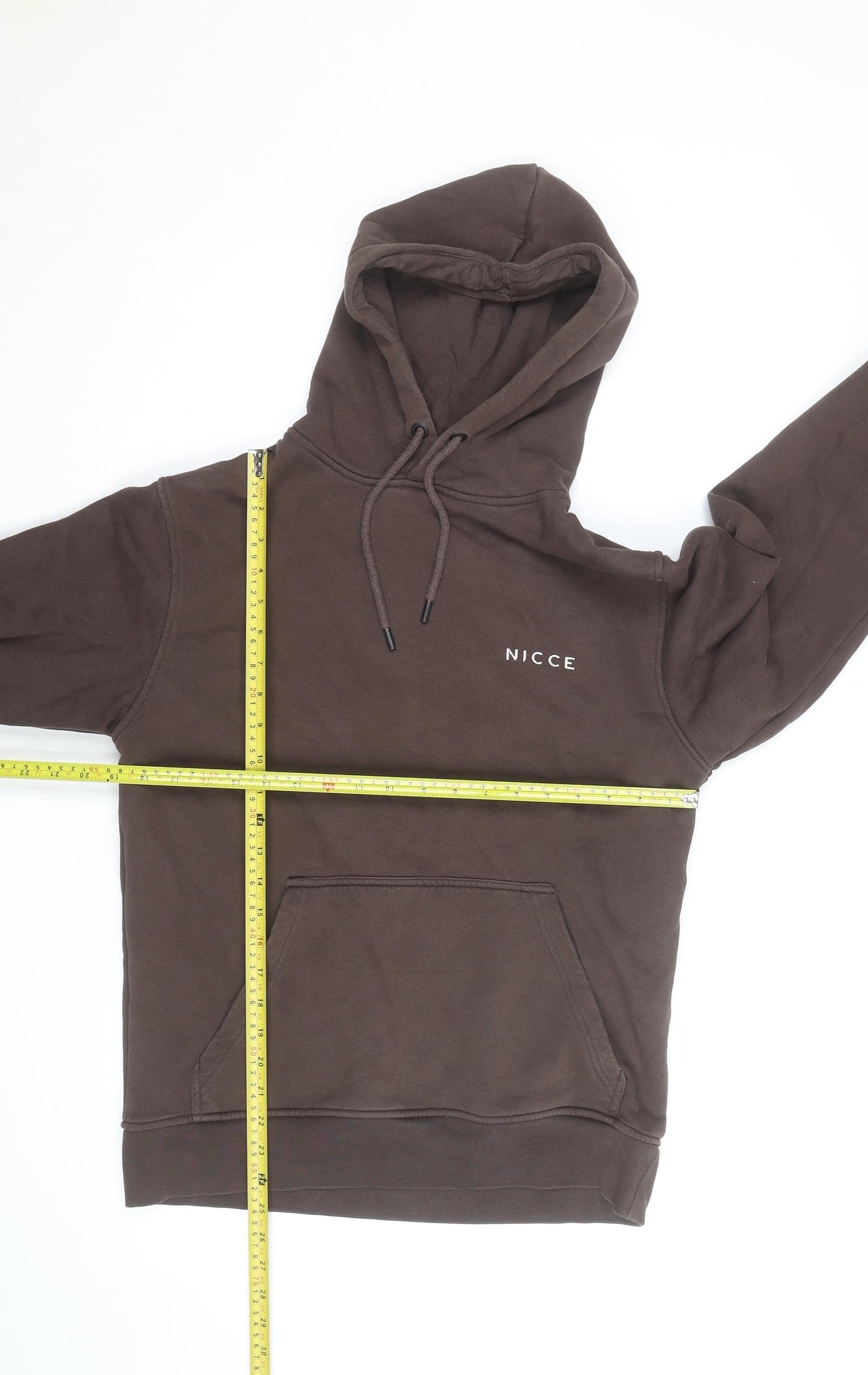 NICCE Men’s Brown Pullover Hoodie Size S Fleece Regular Fit