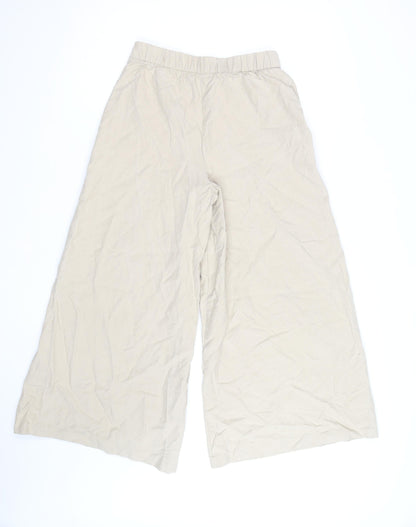 Marks and Spencer Women’s Beige Wide-Leg Cotton Trousers Size 10