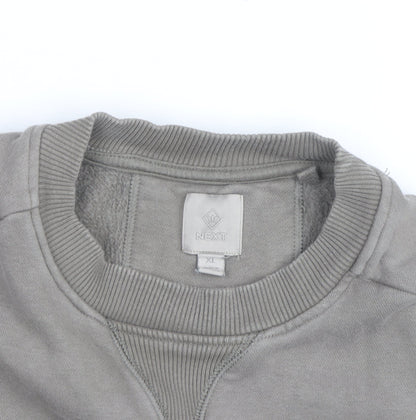 Next Men's Grey XL Crew Neck Pullover Sweatshirt with Zip Pockets