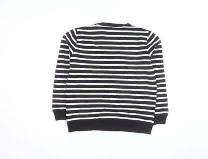 A.P.C. Men's Black Striped Crew Neck Cotton Sweatshirt S