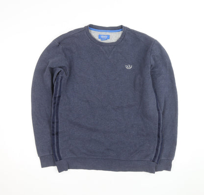 Adidas Mens Blue Crew Neck Pullover Sweatshirt M Regular Fit