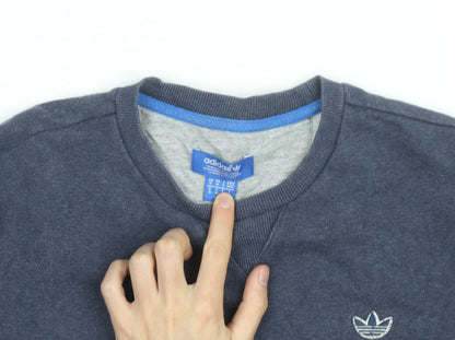 Adidas Mens Blue Crew Neck Pullover Sweatshirt M Regular Fit