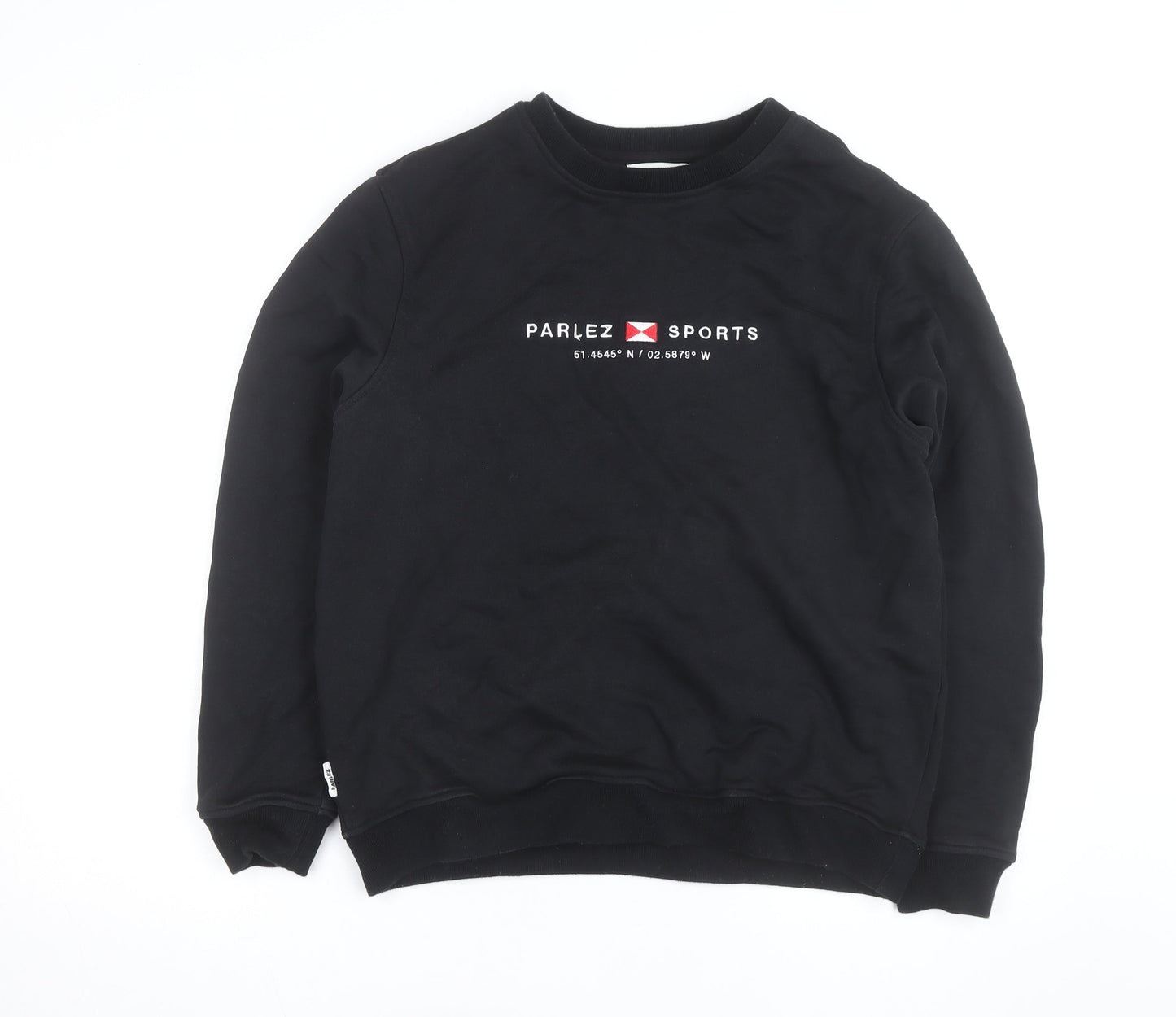 Parlez Men's Black Medium Crew Neck Pullover Sweatshirt