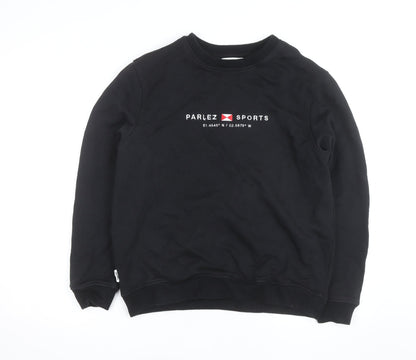 Parlez Men's Black Medium Crew Neck Pullover Sweatshirt