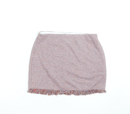 Zara Women Multicoloured Tweed Fringe Mini Skirt Size S