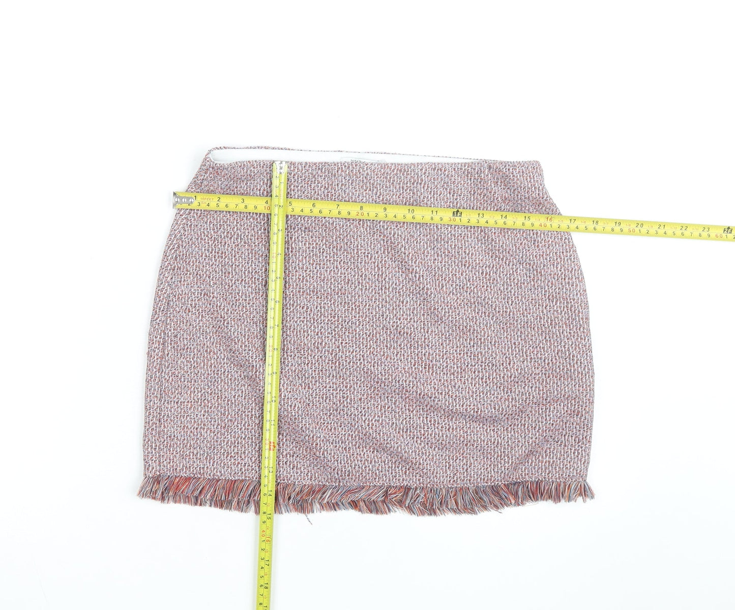 Zara Women Multicoloured Tweed Fringe Mini Skirt Size S