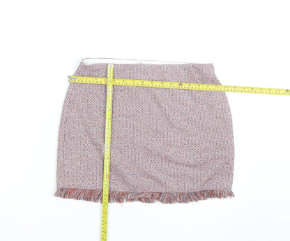 Zara Women Multicoloured Tweed Fringe Mini Skirt Size S