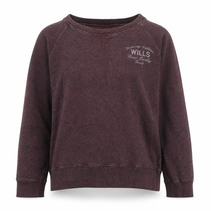 Jack Wills Womens Burgundy Crew Neck Sweatshirt UK 10 Cotton Blend