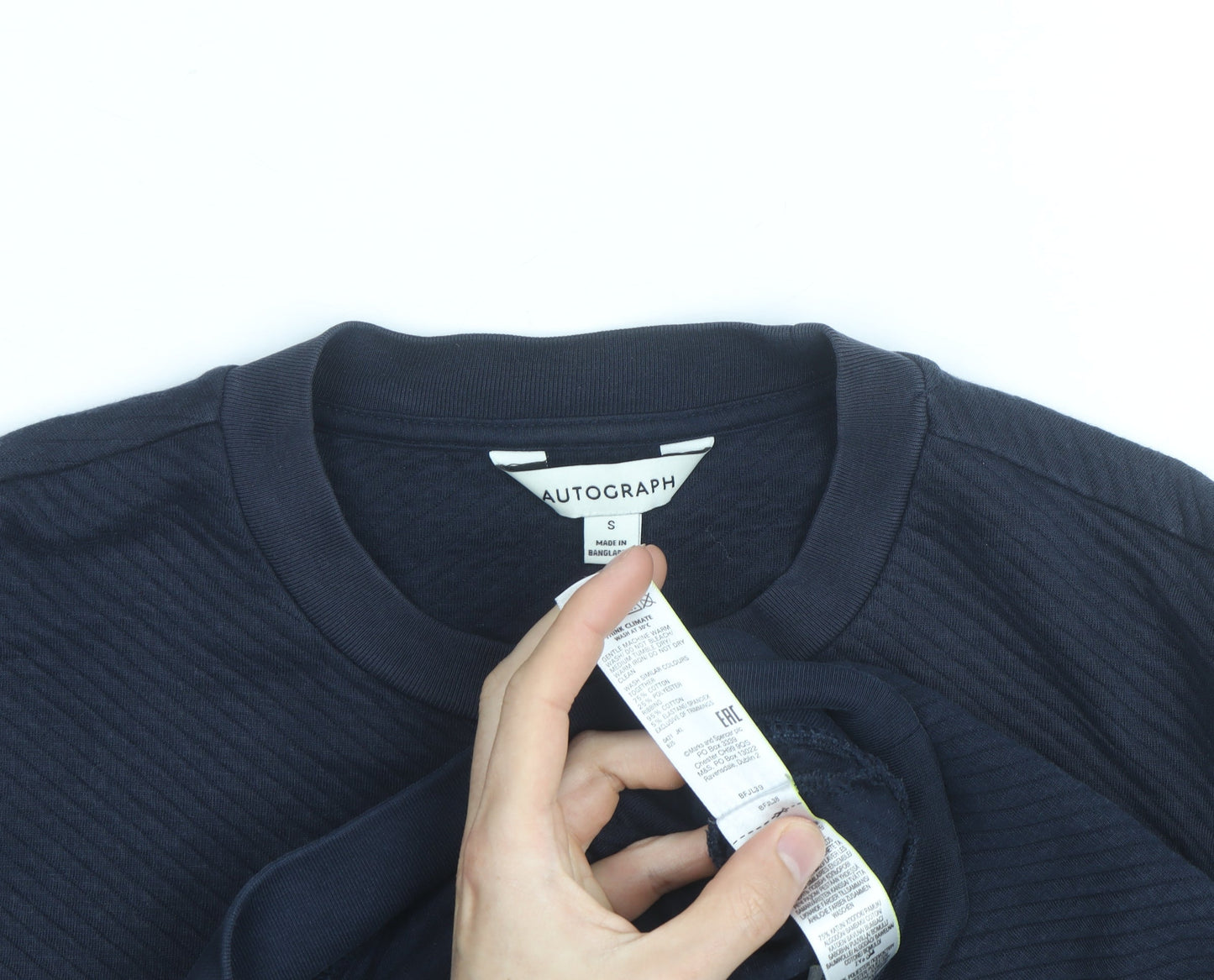 Marks and Spencer Autograph Men's Blue Small Crew Neck Sweatshirt