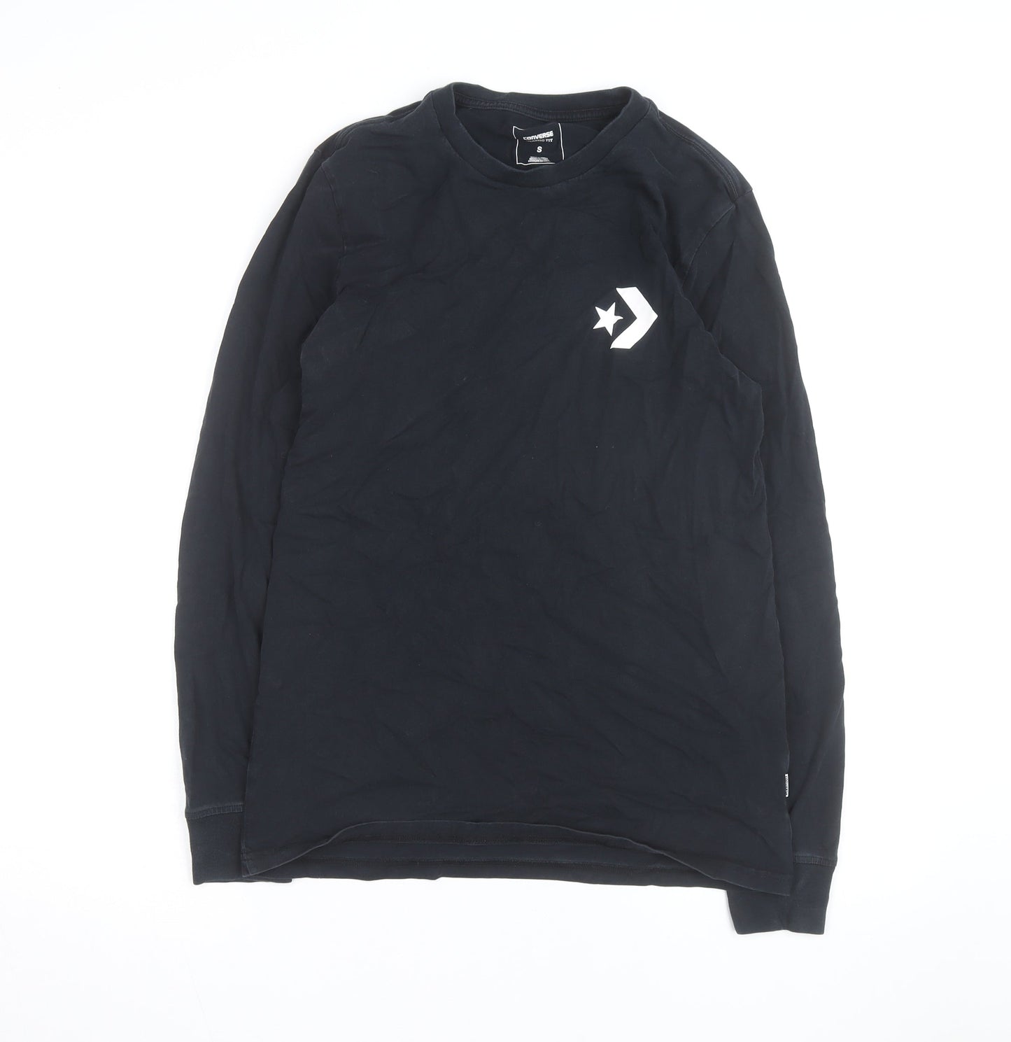 Converse Men's Black Classic Fit Long Sleeve Graphic Top Size S