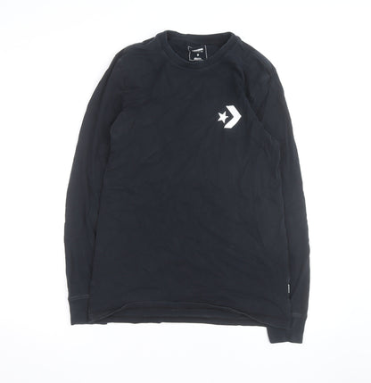 Converse Men's Black Classic Fit Long Sleeve Graphic Top Size S