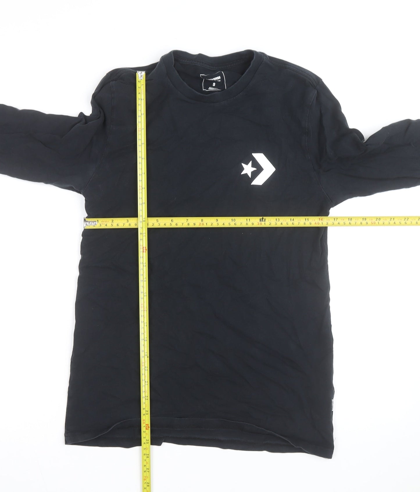 Converse Men's Black Classic Fit Long Sleeve Graphic Top Size S