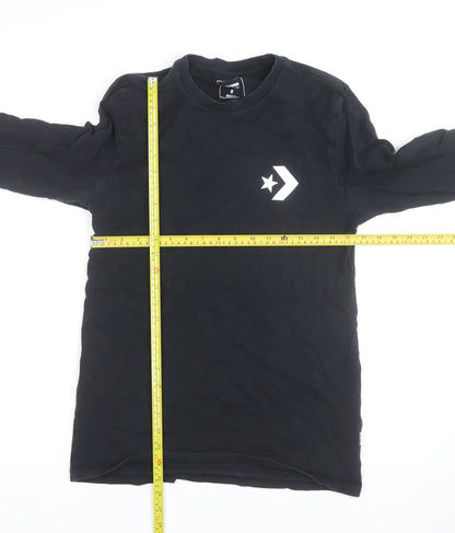Converse Men's Black Classic Fit Long Sleeve Graphic Top Size S