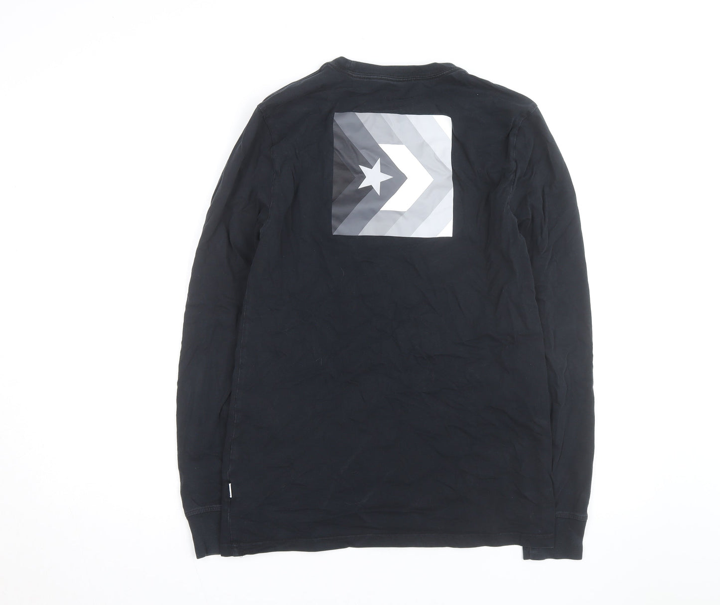 Converse Men's Black Classic Fit Long Sleeve Graphic Top Size S