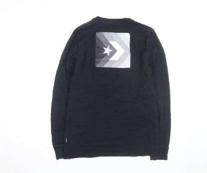 Converse Men's Black Classic Fit Long Sleeve Graphic Top Size S