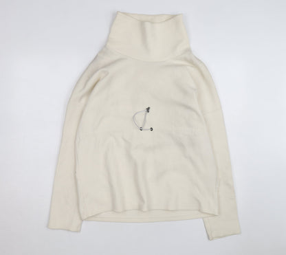 Varley Unisex Ivory High Neck Pullover Sweatshirt XS Relaxed Fit