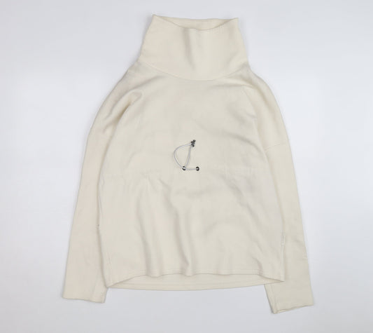 Varley Unisex Ivory High Neck Pullover Sweatshirt XS Relaxed Fit