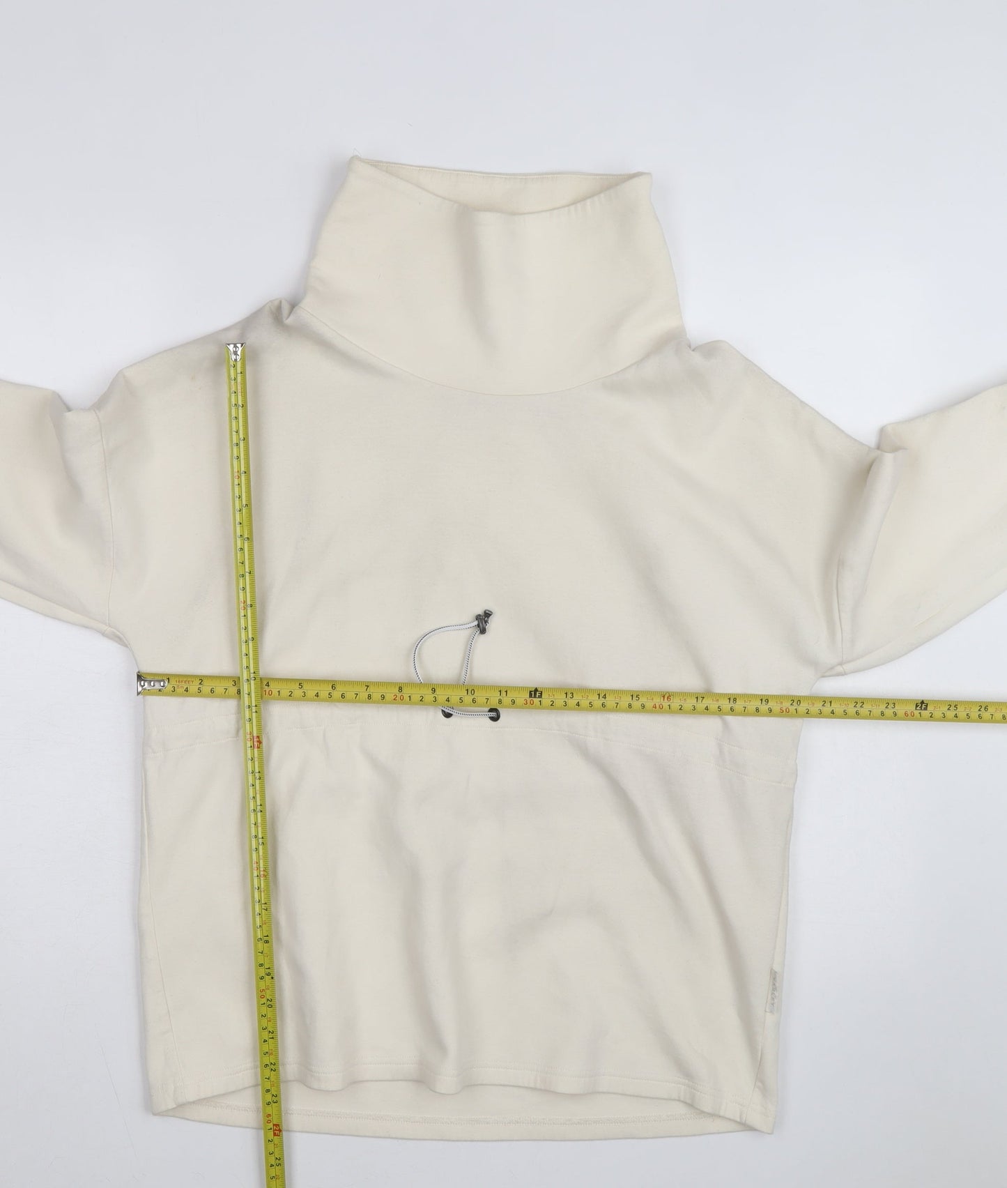 Varley Unisex Ivory High Neck Pullover Sweatshirt XS Relaxed Fit