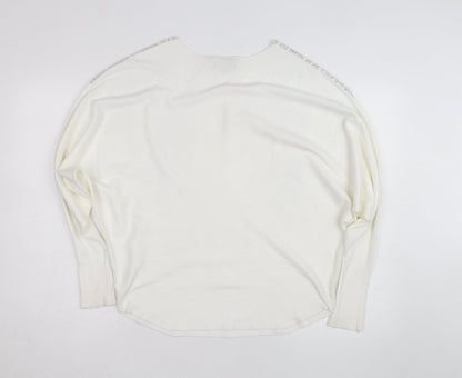 Blue Vanilla Women White L/XL Embellished Batwing Jumper