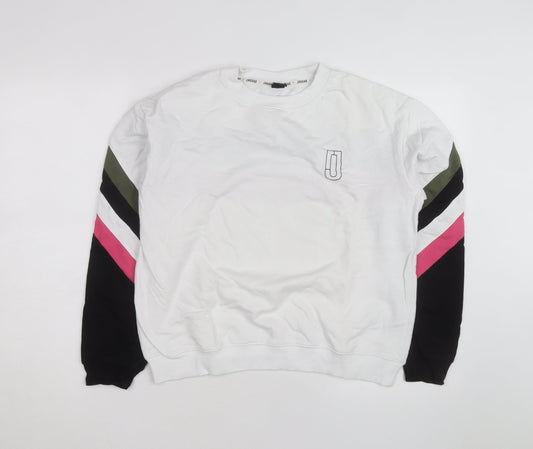 Jaggad Men’s White Striped Pullover Sweatshirt Small Regular Fit