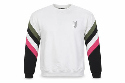 Jaggad Men’s White Striped Pullover Sweatshirt Small Regular Fit