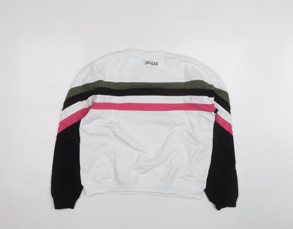Jaggad Men’s White Striped Pullover Sweatshirt Small Regular Fit