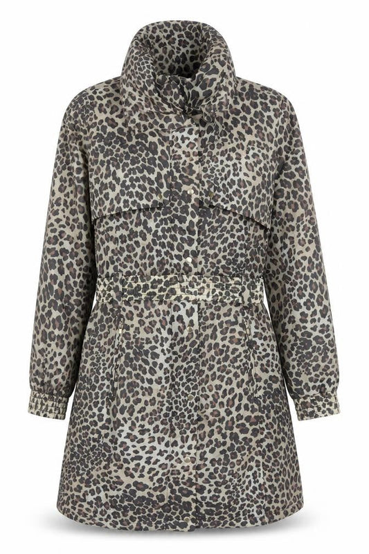 Black Rivet Women’s Brown Leopard Print Belted Rain Coat Size S