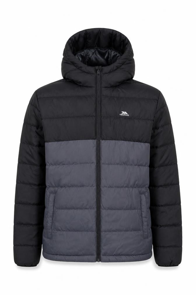 Trespass Men's Grey Hooded Puffer Jacket Size M Water Resistant