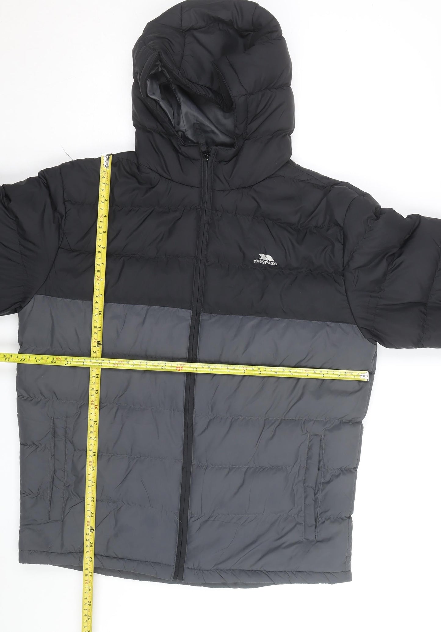 Trespass Men's Grey Hooded Puffer Jacket Size M Water Resistant