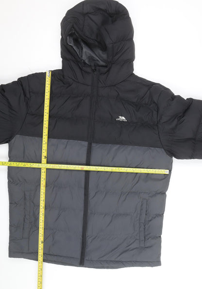 Trespass Men's Grey Hooded Puffer Jacket Size M Water Resistant