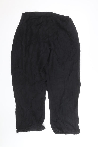 Crea Concept Women's Black Linen Straight Trousers Size 16