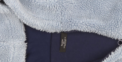 Bershka Women Blue Hooded Fleece Jacket Size M Full Zip Winter Coat