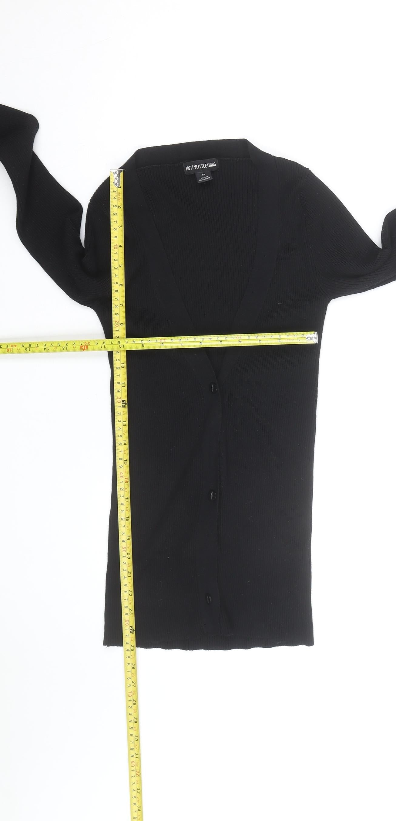 PrettyLittleThing Women’s Black Slim Fit V-Neck Button Cardigan XS