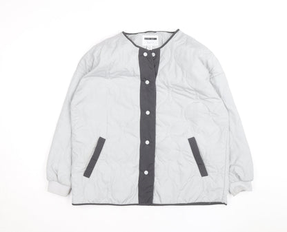 Noisy May Unisex Grey Quilted Mid-Length Lightweight Jacket M
