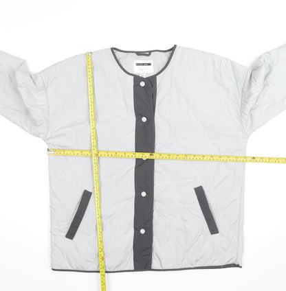 Noisy May Unisex Grey Quilted Mid-Length Lightweight Jacket M