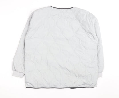 Noisy May Unisex Grey Quilted Mid-Length Lightweight Jacket M