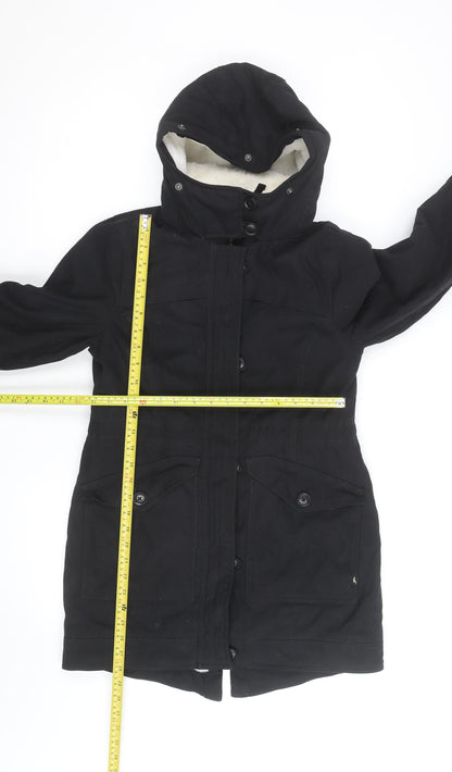 Hollister Men’s Black XS Parka Jacket Faux Fur Lined Hooded Winter Coat