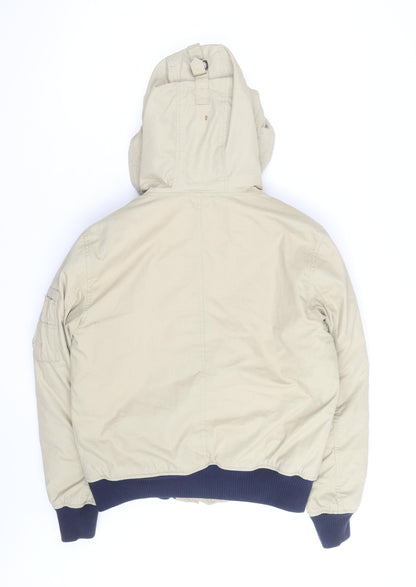 GAP Men's Beige XS Hooded Lined Bomber Jacket