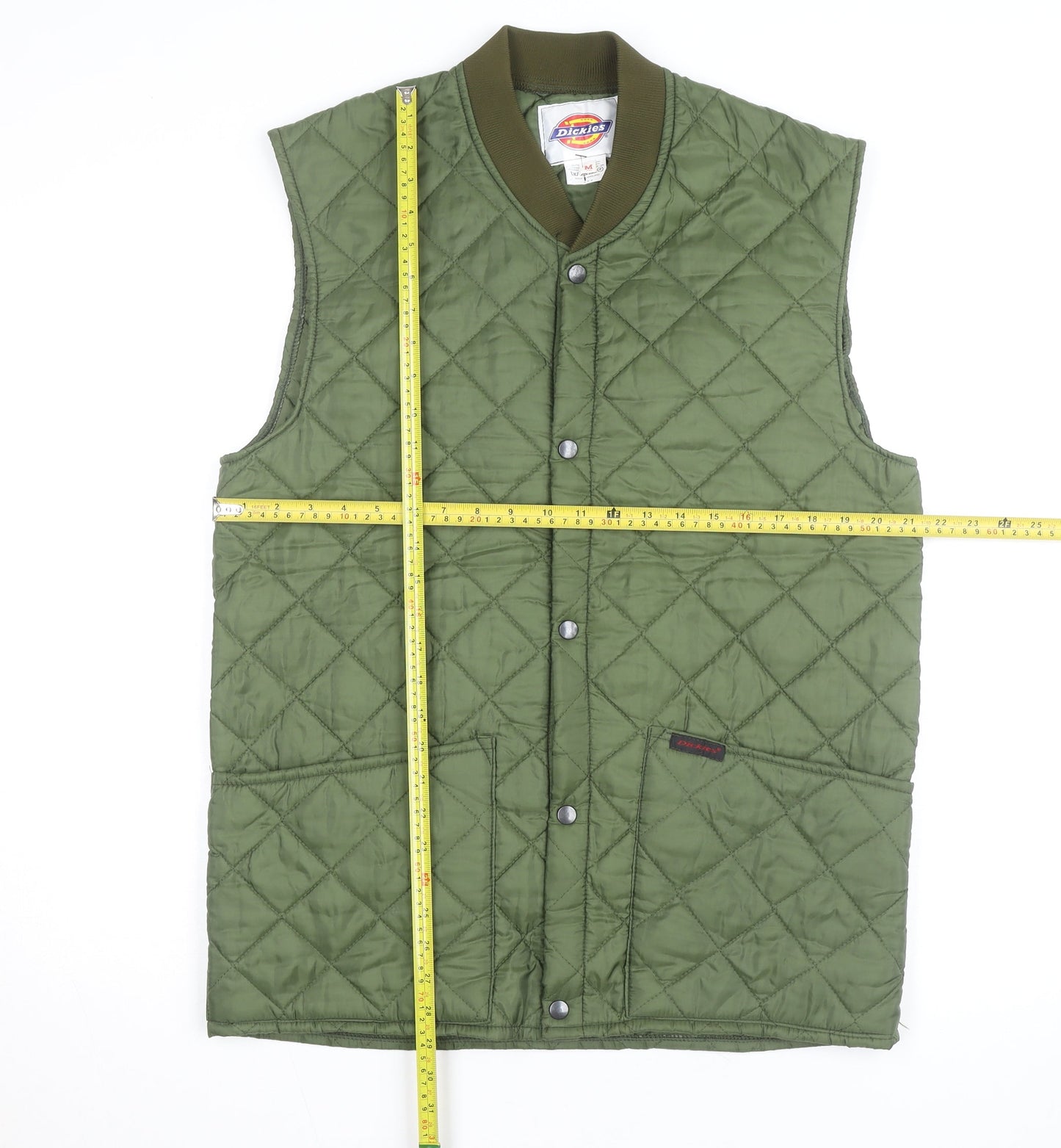 Dickies Men's Green Quilted Nylon Waistcoat M Workwear Vest