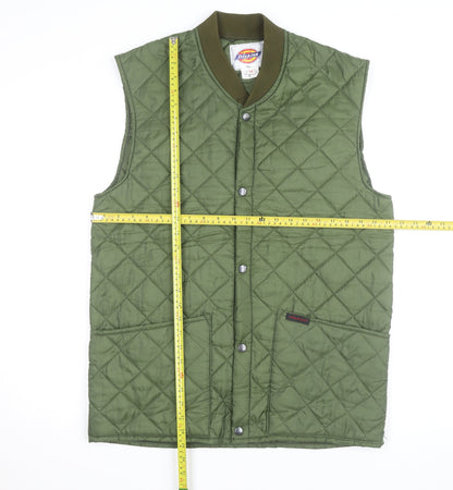 Dickies Men's Green Quilted Nylon Waistcoat M Workwear Vest