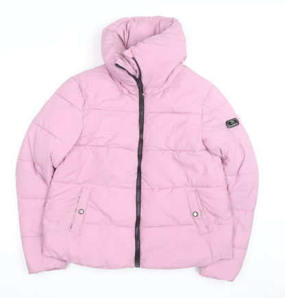 Trespass Women's Pink Puffer Jacket Size 12 Hooded Water Resistant